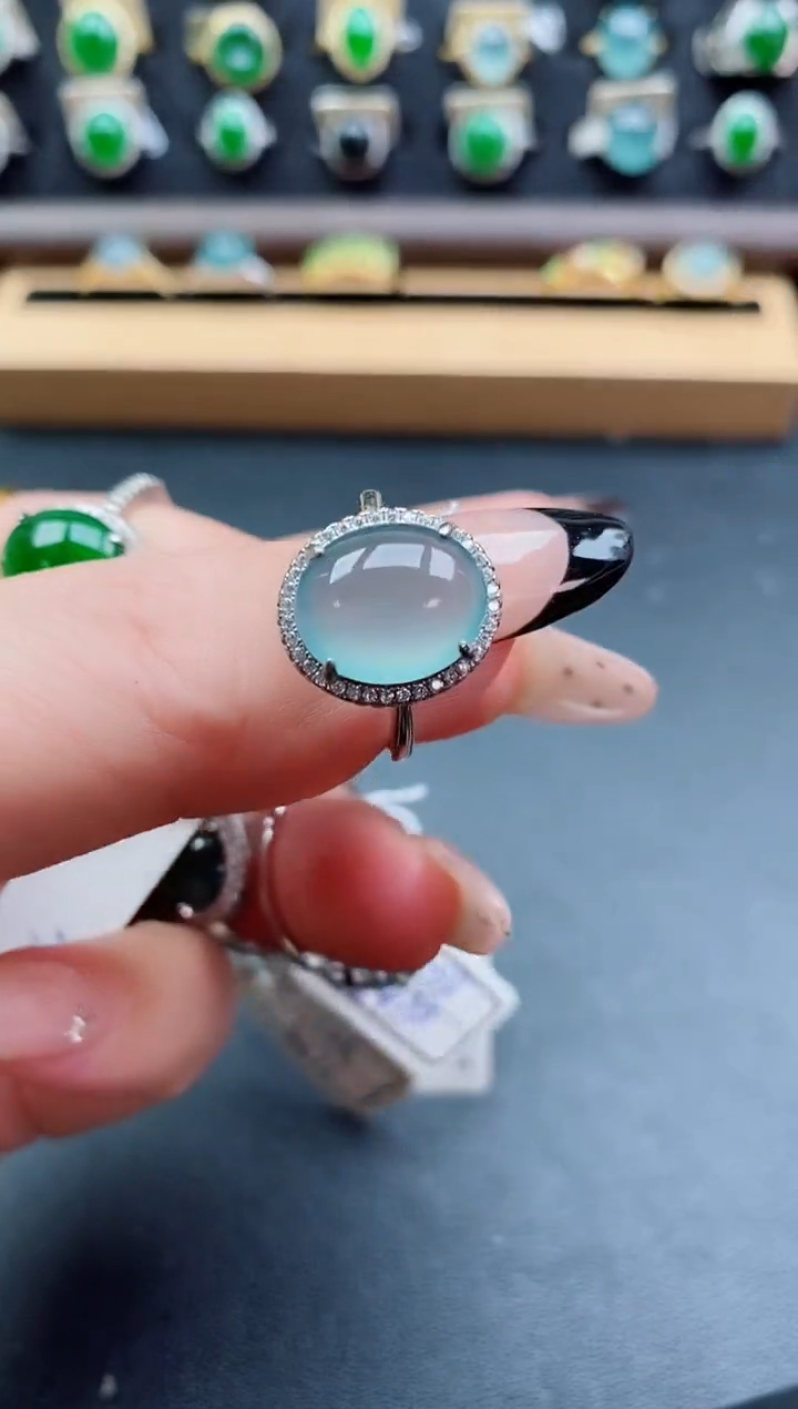 银S925镶嵌戒指翡翠1