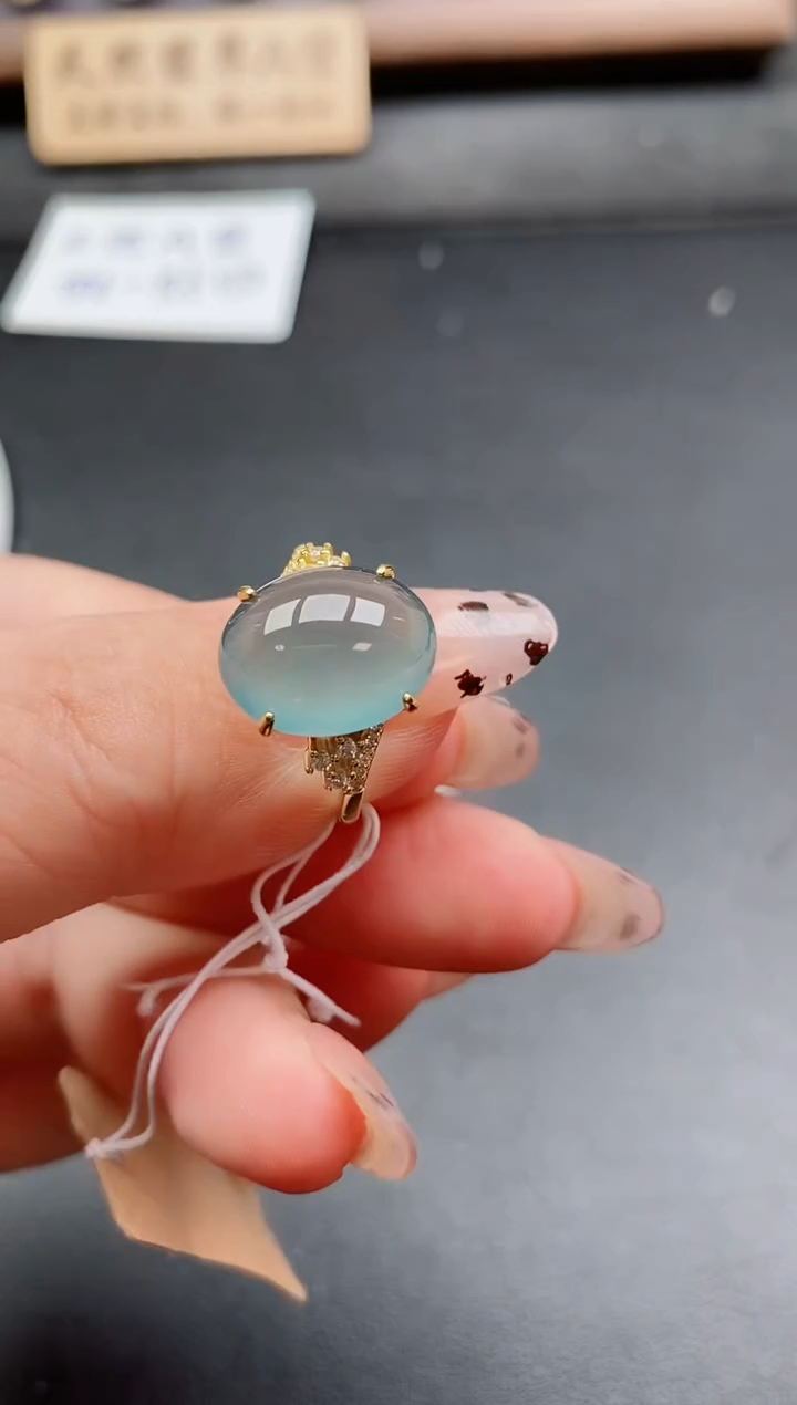 银S925镶嵌戒指翡翠1