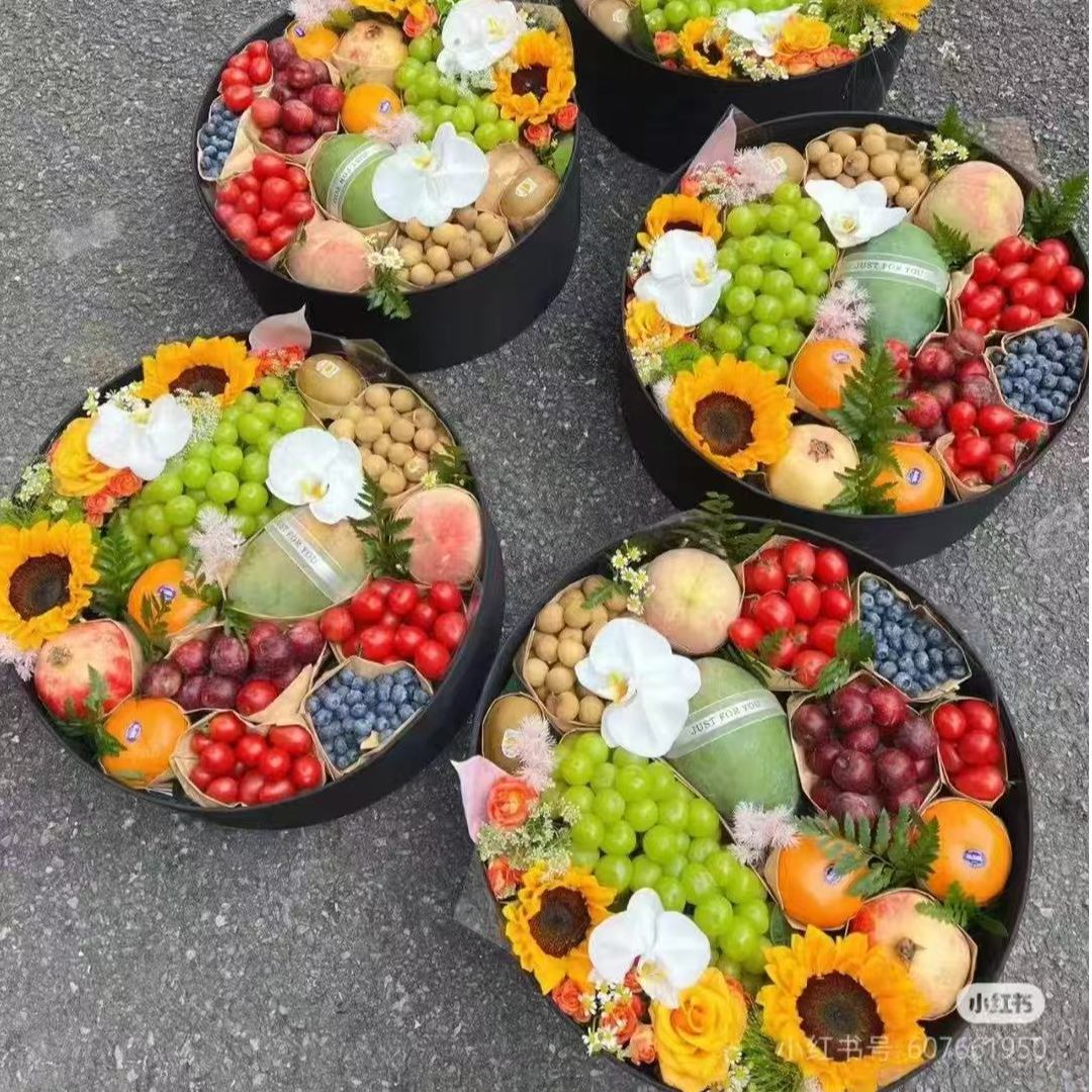 【水果鲜花礼盒】2朵向日葵蝴蝶兰混搭鲜花教师节送老师水果礼盒
