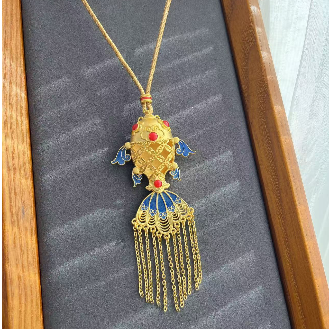 吊坠足银 足银999【锦锂流苏】新中式国风吊坠古风纯银大鱼吊坠项链