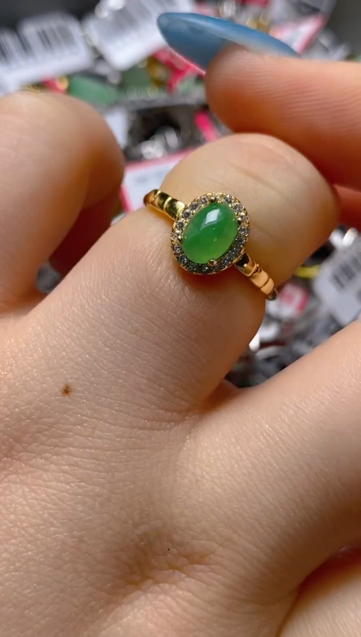 银S925镶嵌戒指翡翠百内无证书