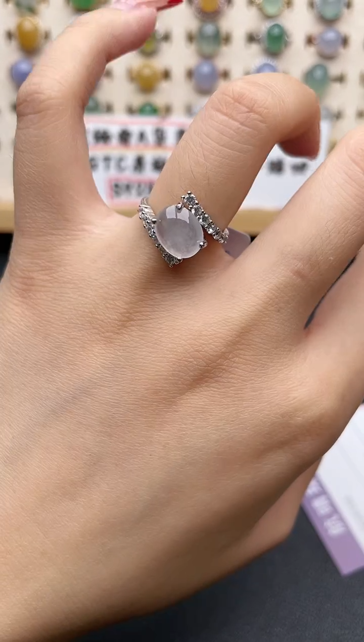 【闪购商品】翡翠戒指银S925镶嵌一物一证一礼盒