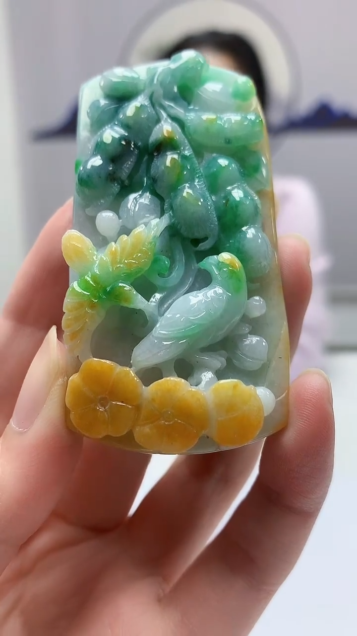 【闪购商品】定制翡翠未镶嵌4902zm-毛货挂件152花