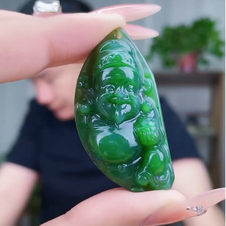 和田玉碧玉财神吊坠（拍一发一，多样性发货！）