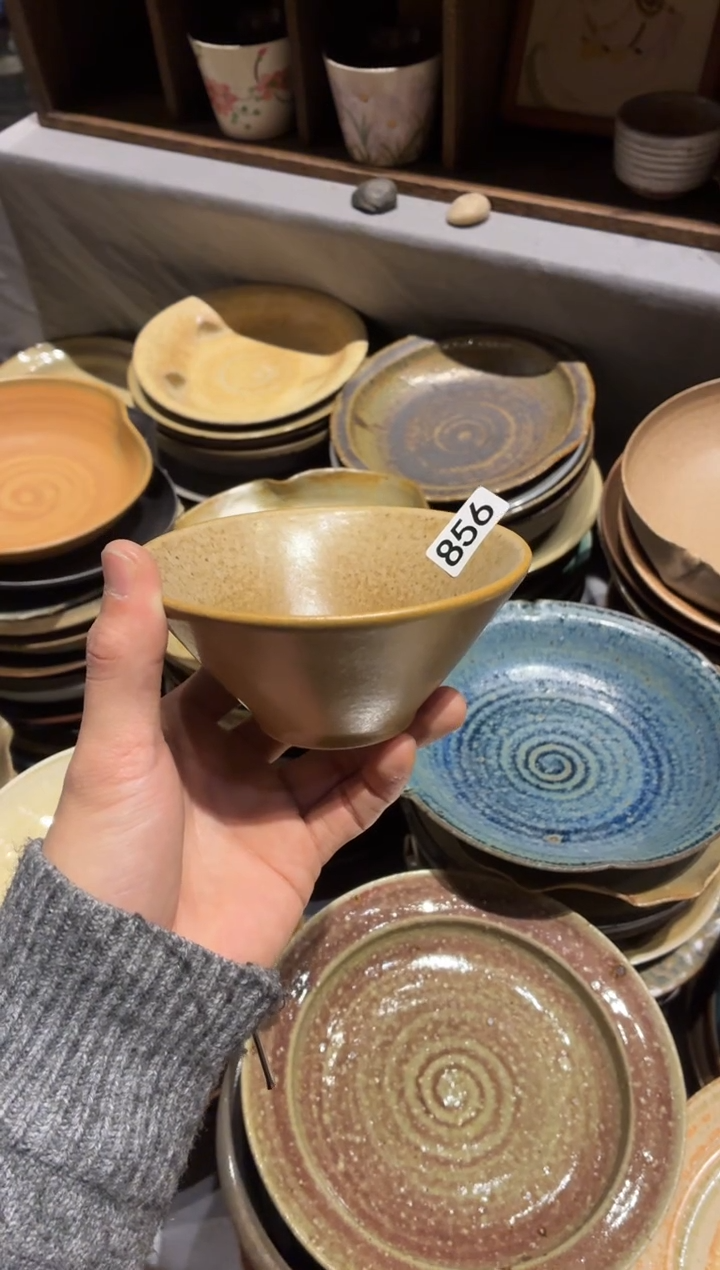 瓷片C****~856玫瑰金斗笠碗1个