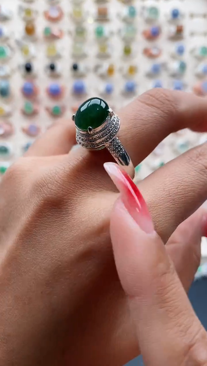 【闪购商品】翡翠戒指未镶嵌缅甸天然A货翡翠333 9+6