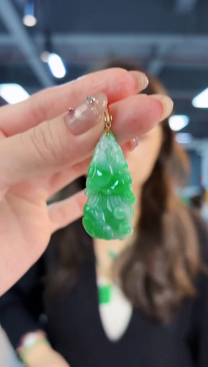 【闪购商品】翡翠颈饰18K金镶嵌缅料A货/支持复检/一件