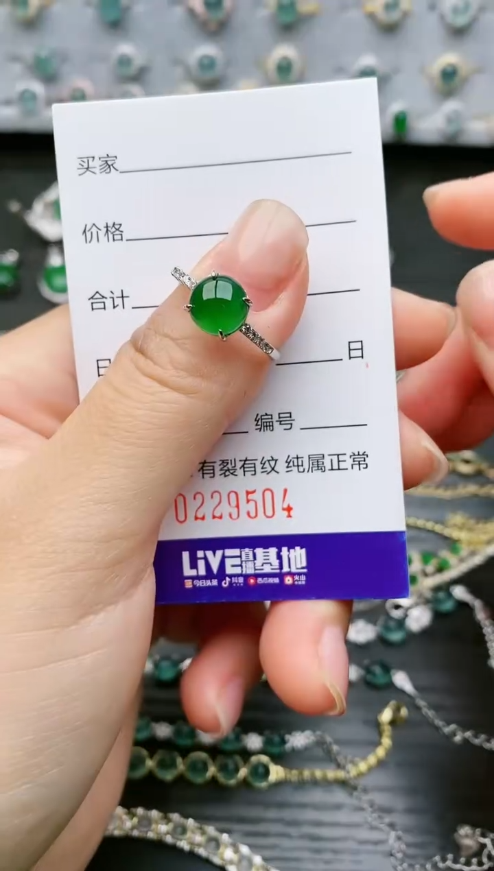【闪购商品】翡翠戒指银S925镶嵌9504