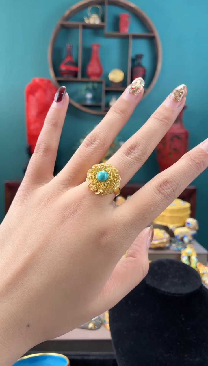 非遗手工花丝镶嵌戒指