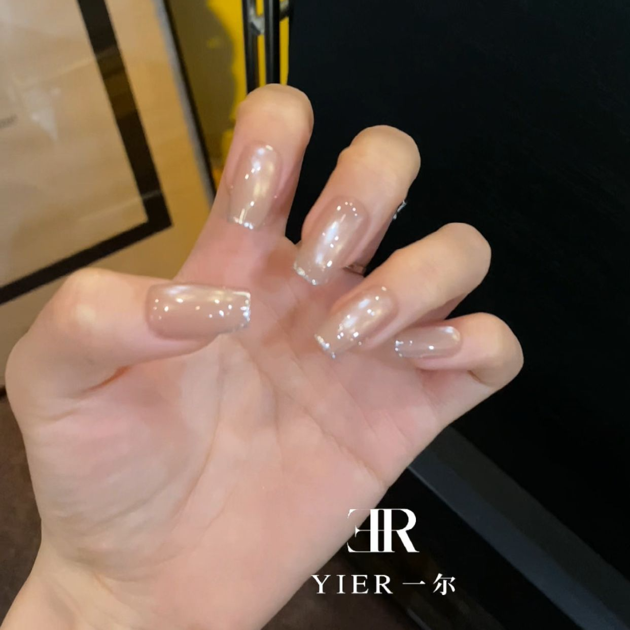 [ 人鱼泪 ] 一尔 猫眼 裸肤色 铂金胶法式 纯手工穿戴甲