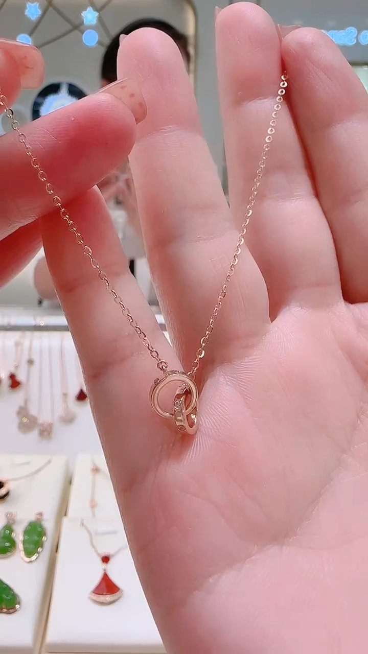 【闪购商品】合成立方氧化锆套链18K金镶嵌套链