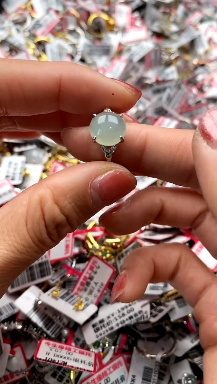 【闪购商品】翡翠戒指银S925镶嵌777777777     1