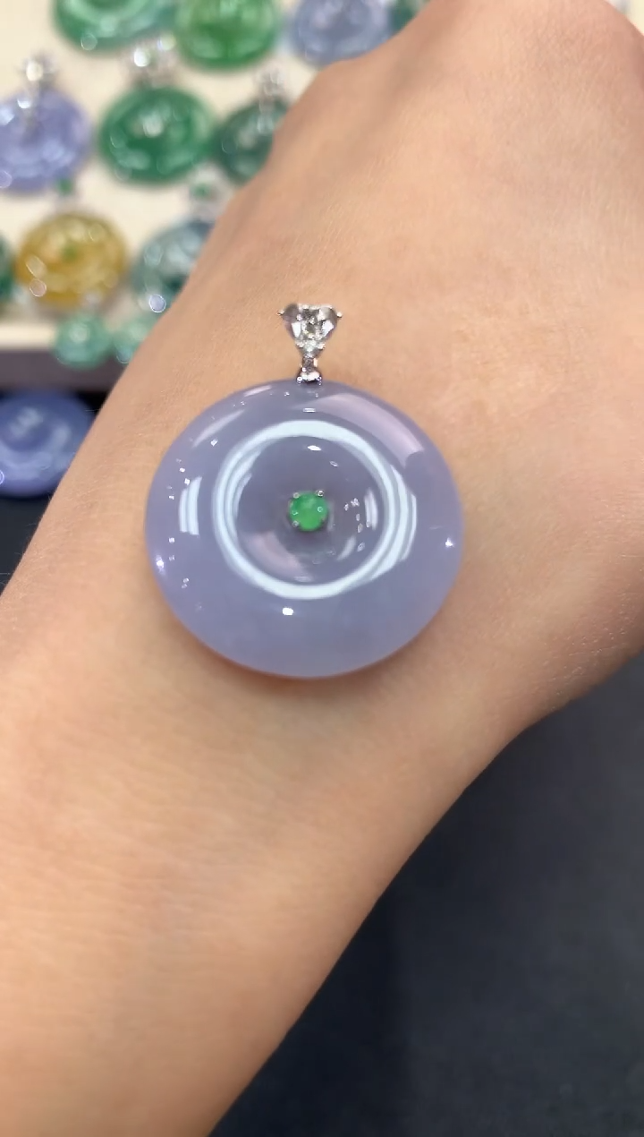 【闪购商品】翡翠吊坠(不含链)18K金镶嵌a55多样性一件发紫货有色差