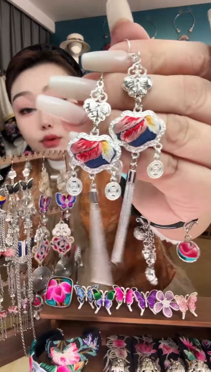 刺绣纯手工民族风刺绣耳环