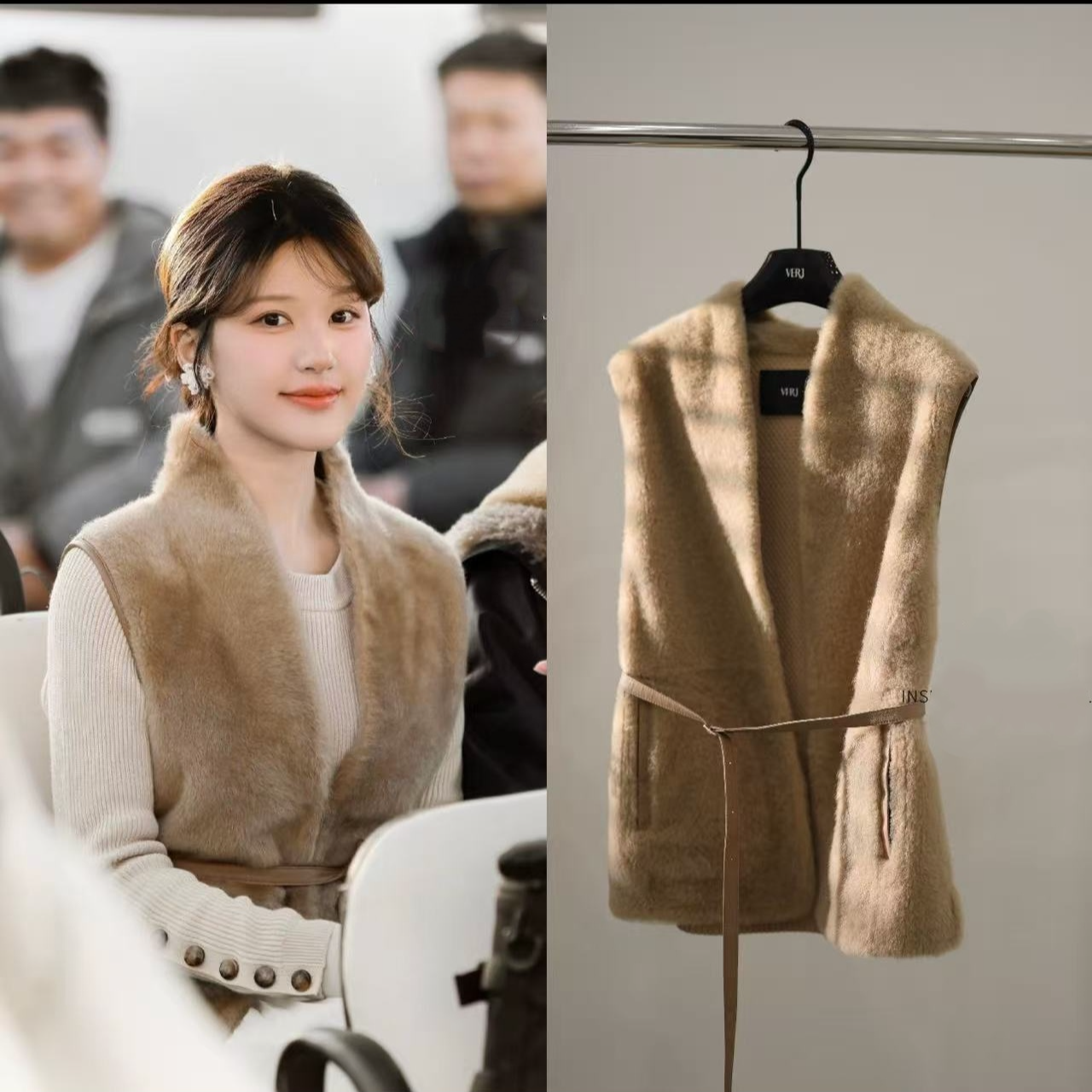 山.尔【冬薰】LP稀缺小湖羊皮毛一体系带马甲