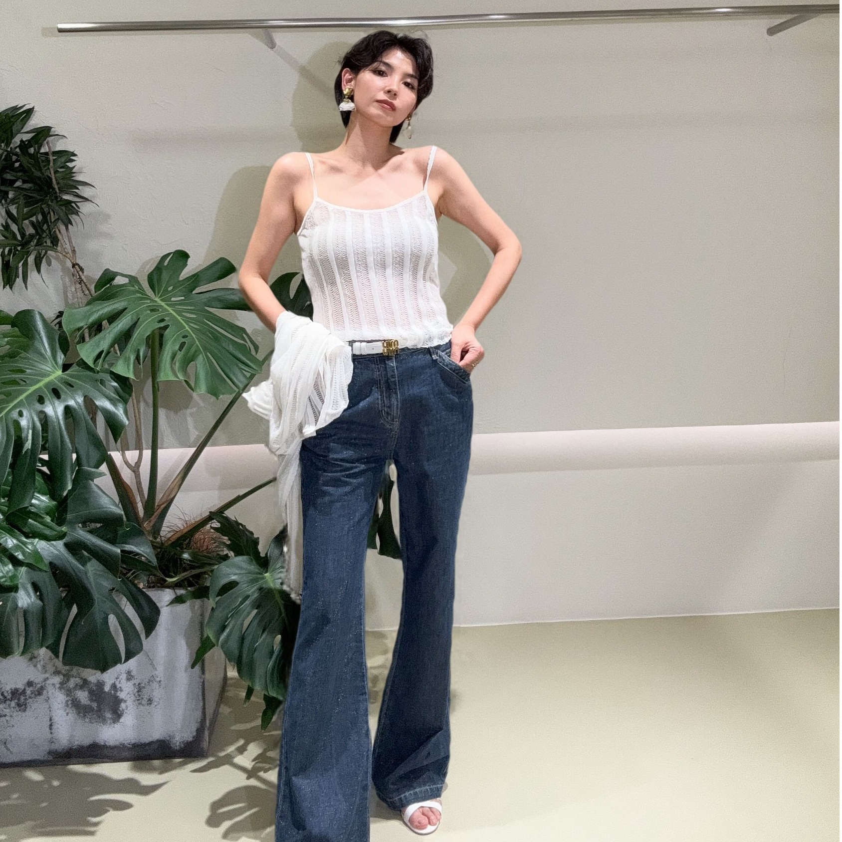 Daily Romance25夏闪耀金丝复古直筒微喇牛仔裤