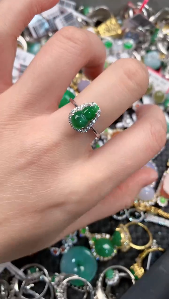 银S925镶嵌戒指翡翠444     5