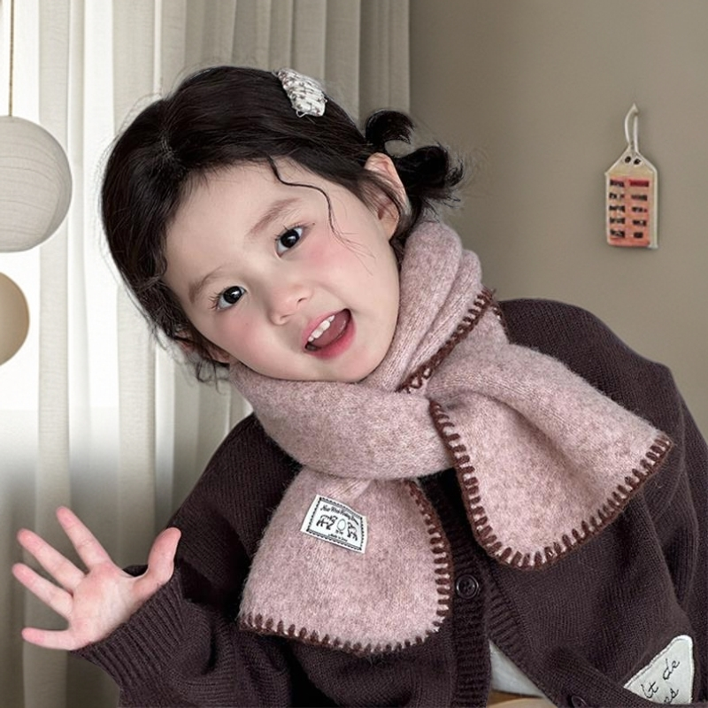 韩版ins缝边针织毛线儿童围巾女童秋冬季加厚保暖百搭宝宝围脖潮