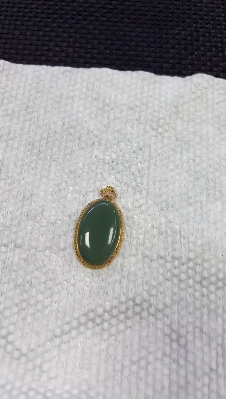 【闪购商品】和田玉耳坠18K金镶嵌蛋面（多样性发一件）