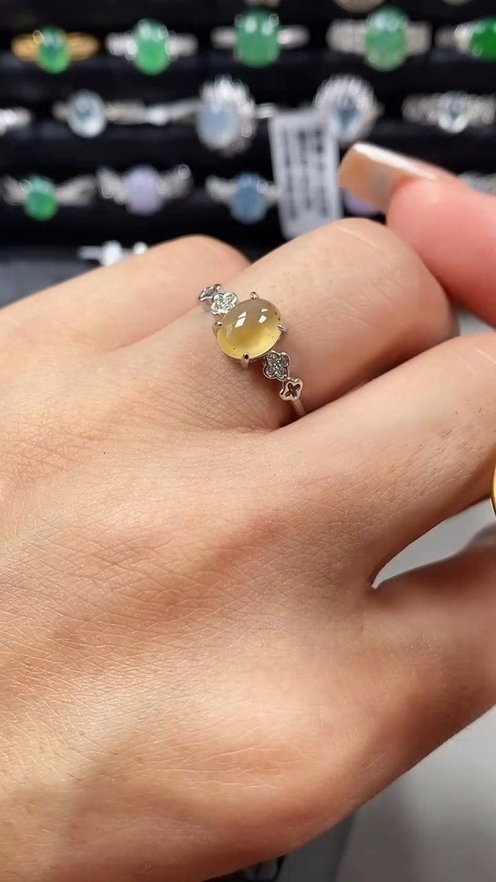 翡翠戒指银S925镶嵌4962