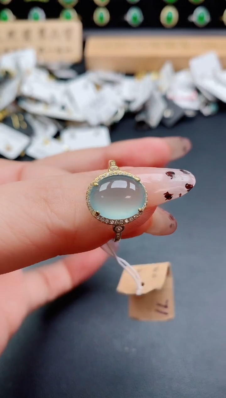 银S925镶嵌戒指翡翠1