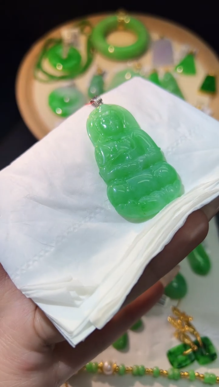 【闪购商品】翡翠颈饰18K金镶嵌Y缅料A货/支持复检/一件