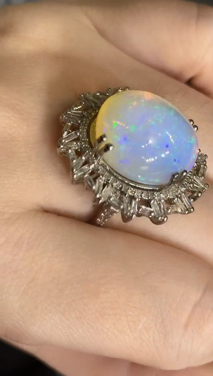 银S925镶嵌欧泊戒指楚楚国外珠宝专场48小时鉴赏期