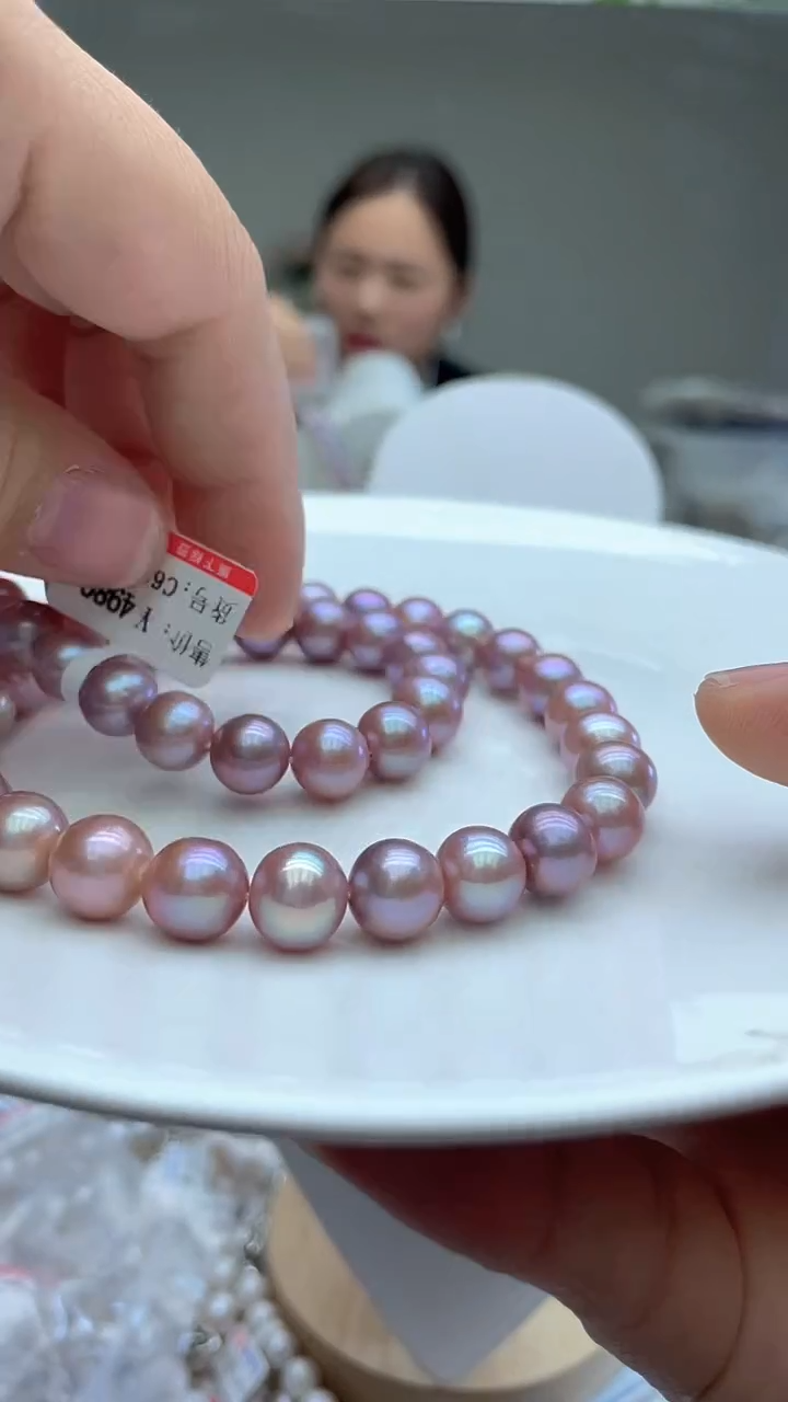 9-10mm粉紫色系项链          