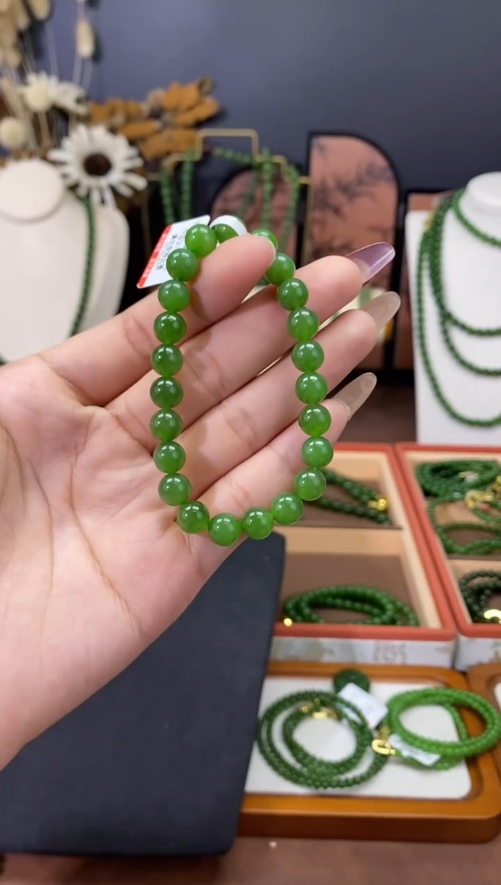 【闪购商品】和田玉（碧玉）颈饰未镶嵌8mm高货单圈