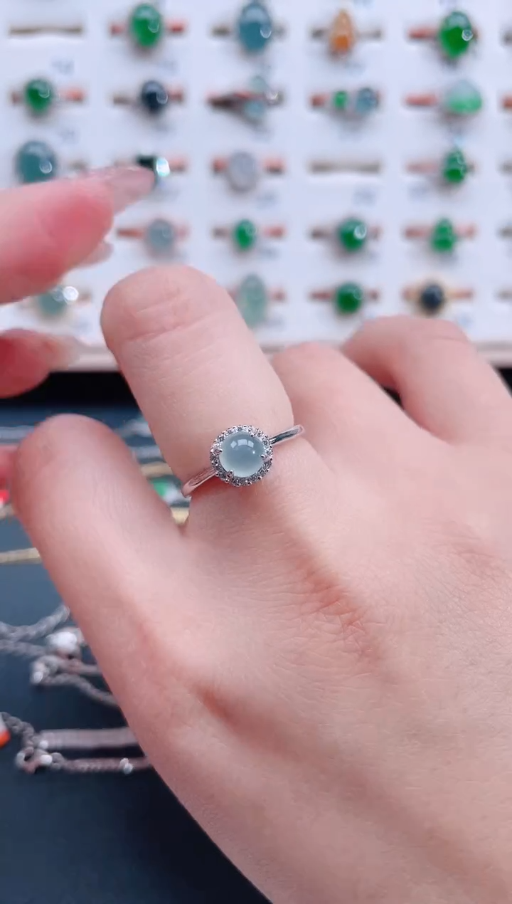 银S925镶嵌戒指翡翠天然翡翠