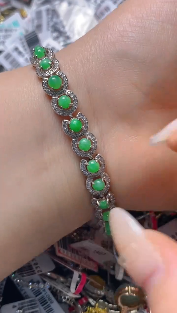 银S925镶嵌戒指翡翠百内无证书