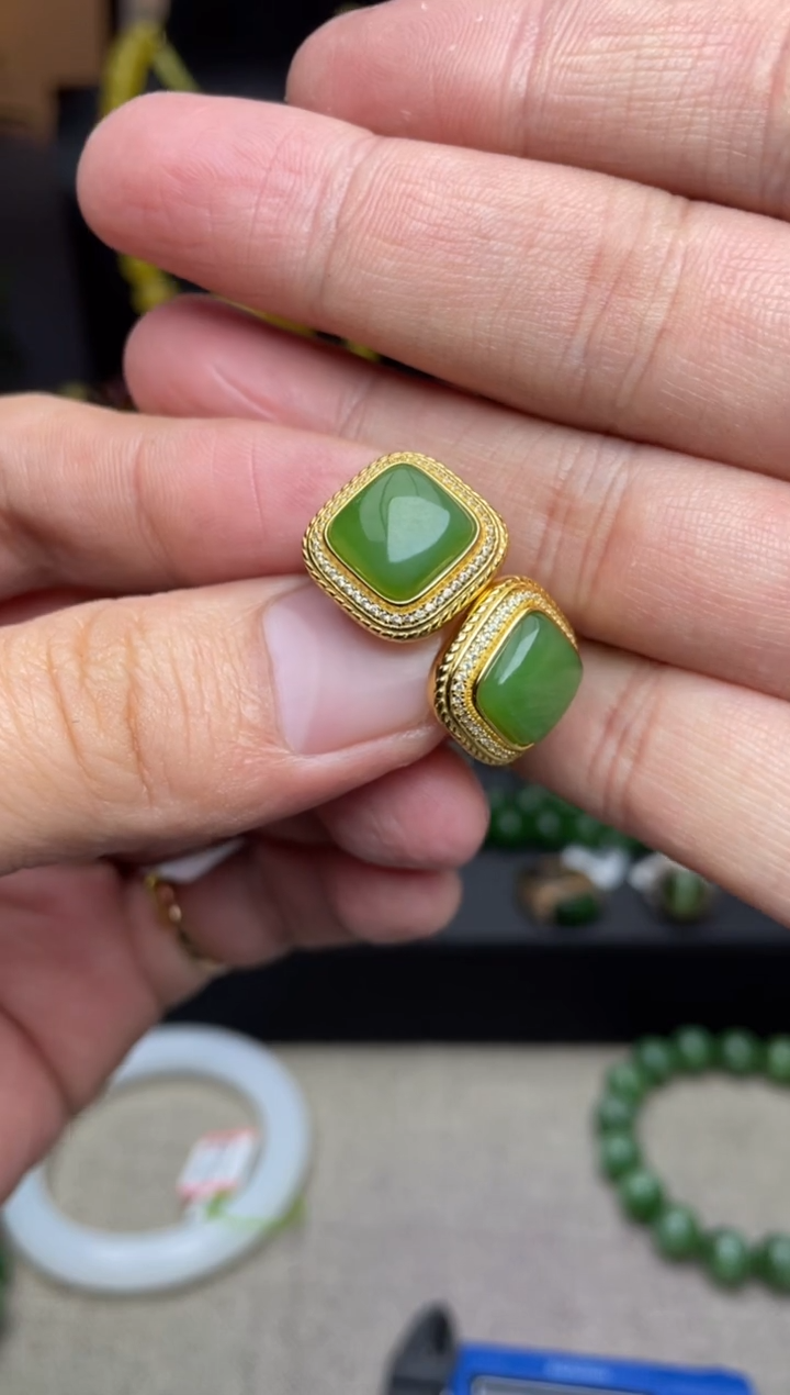 【闪购商品】和田玉耳饰银S925镶嵌a014耳饰