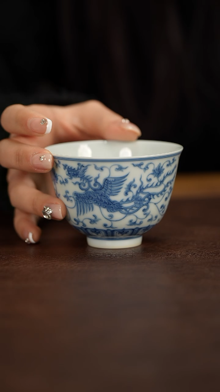 【闪购商品】博瑞堂青花双凤杯