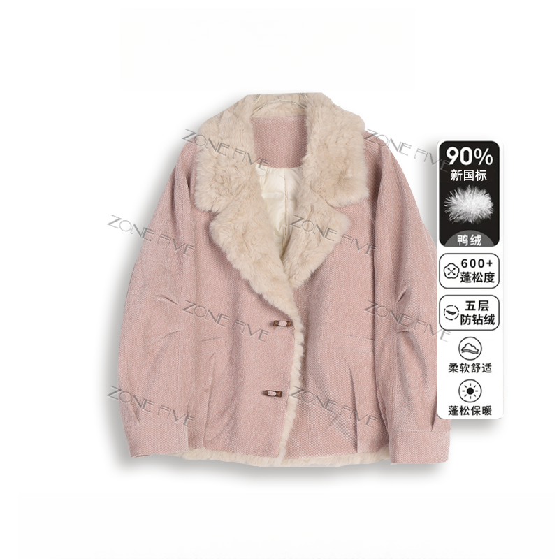 2025冬季翻毛领90白鸭绒羽绒服保暖小外套82605