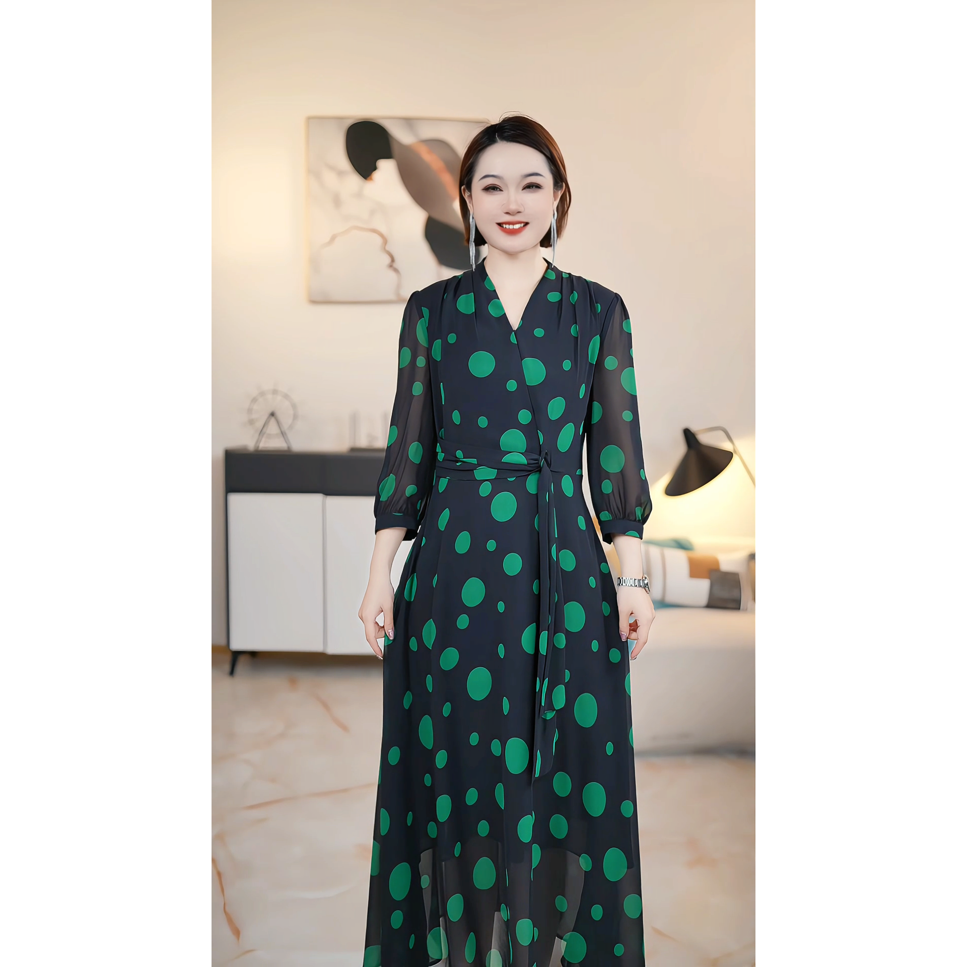 【撤柜清仓】P高端大码原创遮肉显瘦连衣裙 P2255