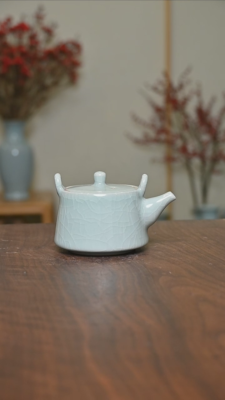 【闪购商品】其他微瑕粉青釉朱家汝窑无梁提梁壶