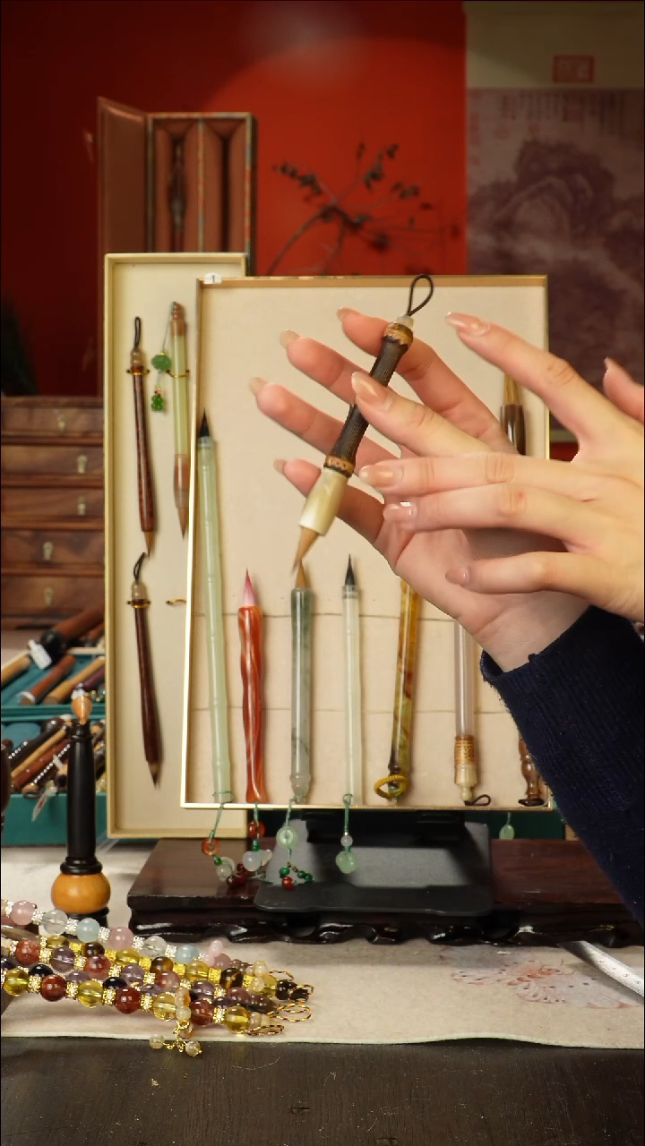 16号闪孤品高货毛笔链接 清水试笔 蘸墨不退