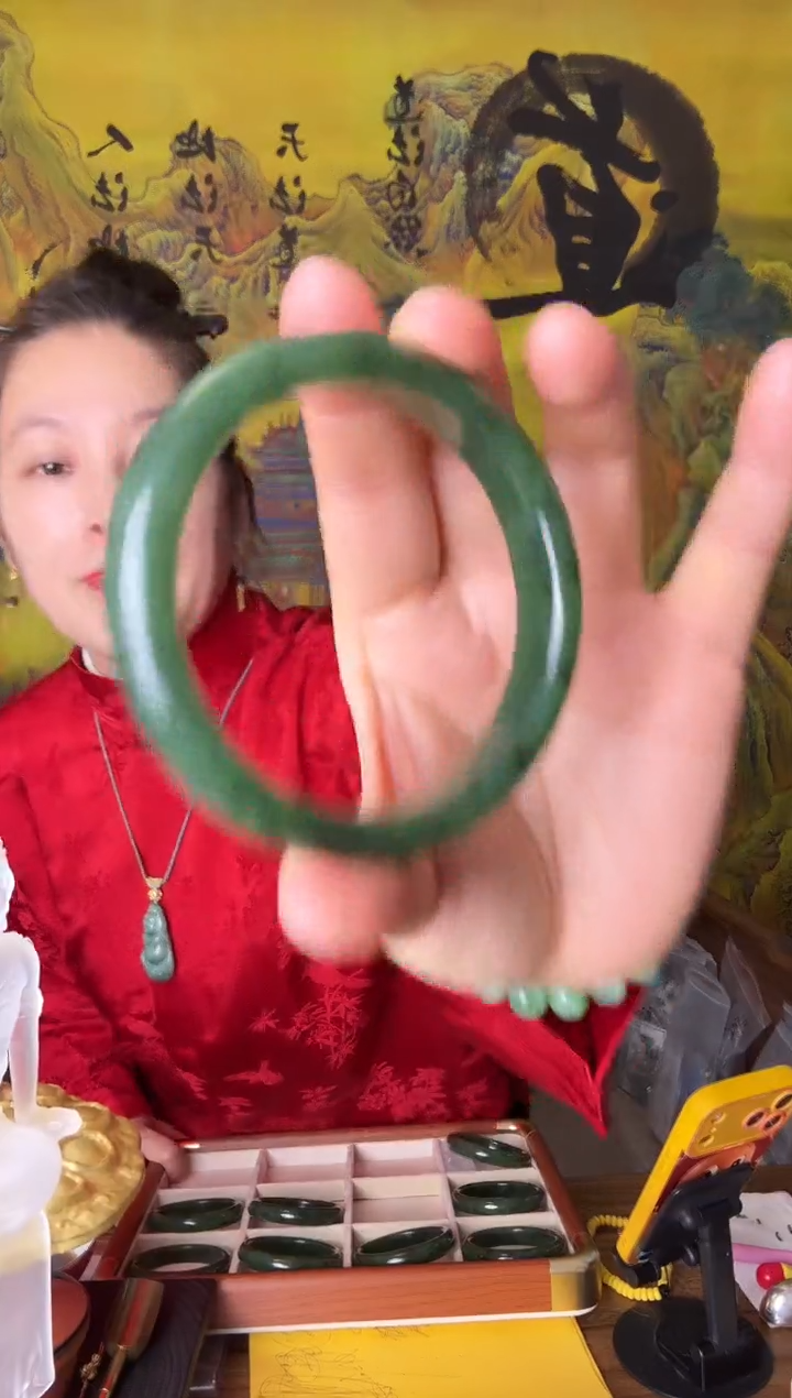 未镶嵌手镯和田玉碧玉手镯57-58