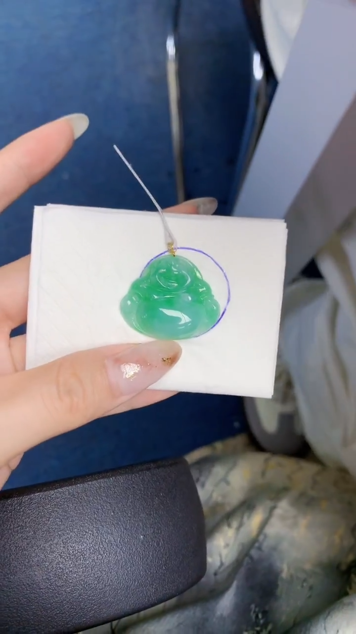 颈饰18K金镶嵌翡翠天然缅甸翡翠a货百元以上9元证书费自理