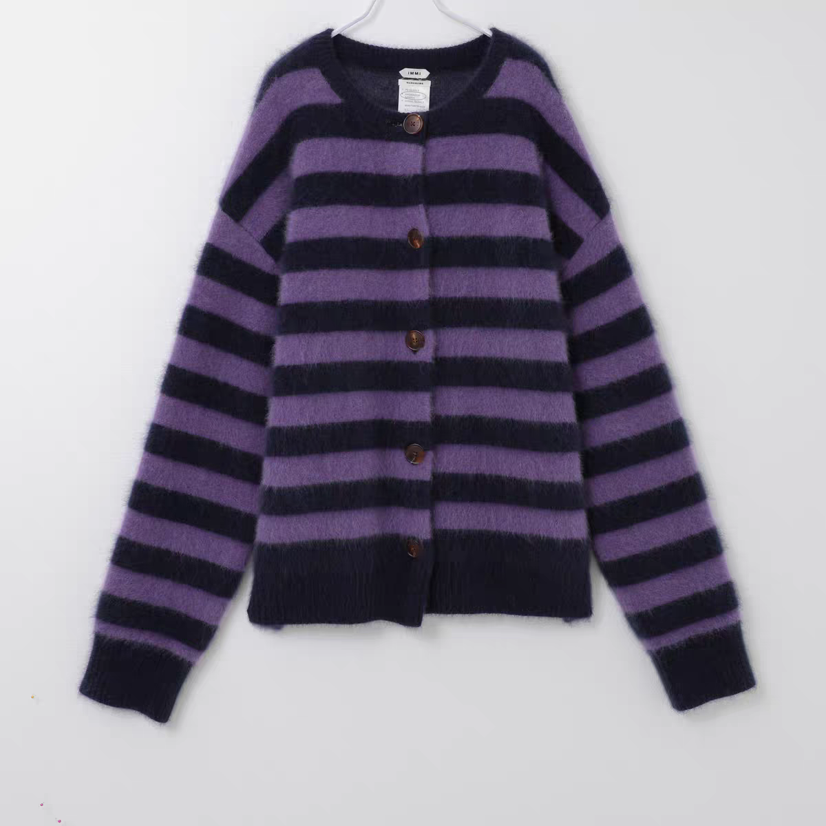 IMMI 设计师品牌 25秋冬新品 条纹长毛POLO领上衣/开衫外套