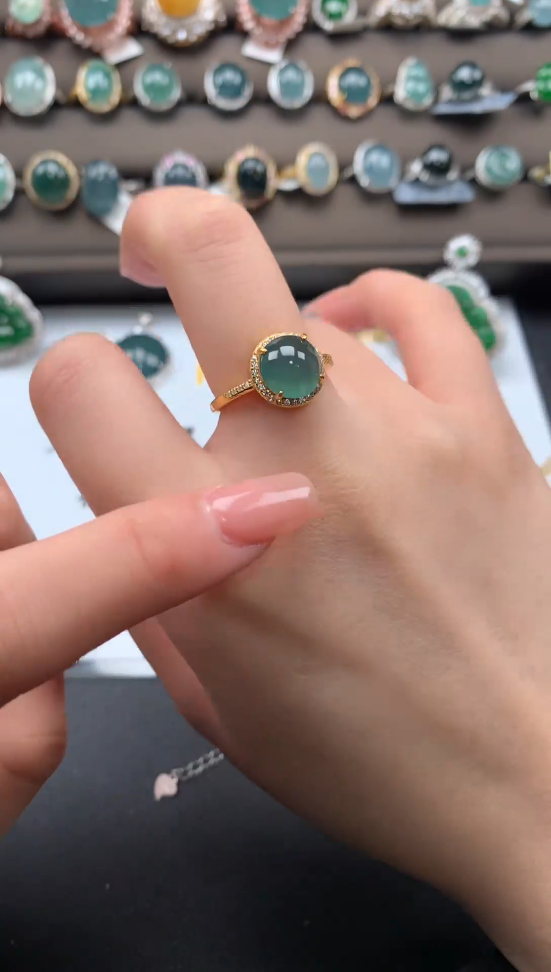 【闪购商品】翡翠戒指银S925镶嵌124124