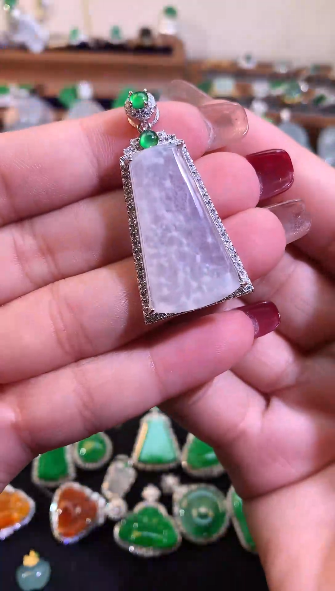 【闪购商品】翡翠颈饰银S925镶嵌缅甸天然A货翡翠