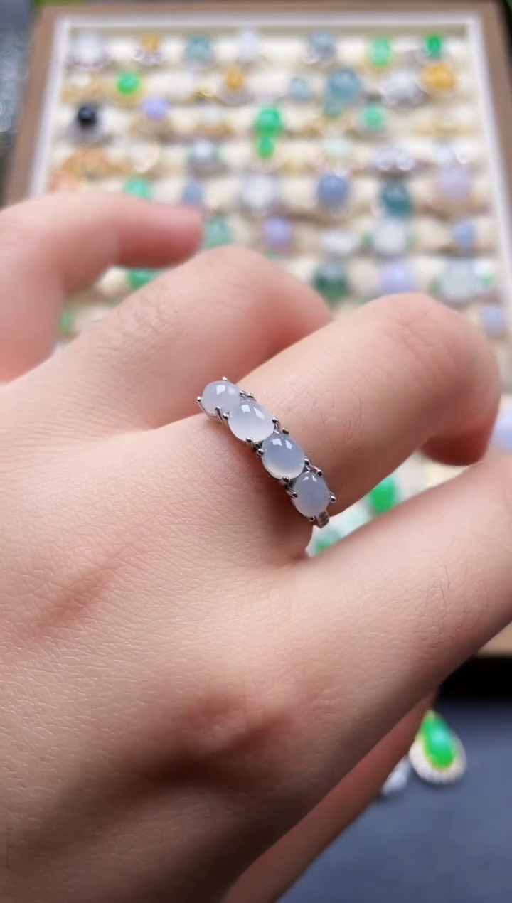 银S925镶嵌戒指翡翠9