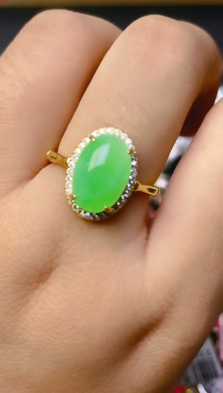 翡翠戒指银S925镶嵌百内无证书