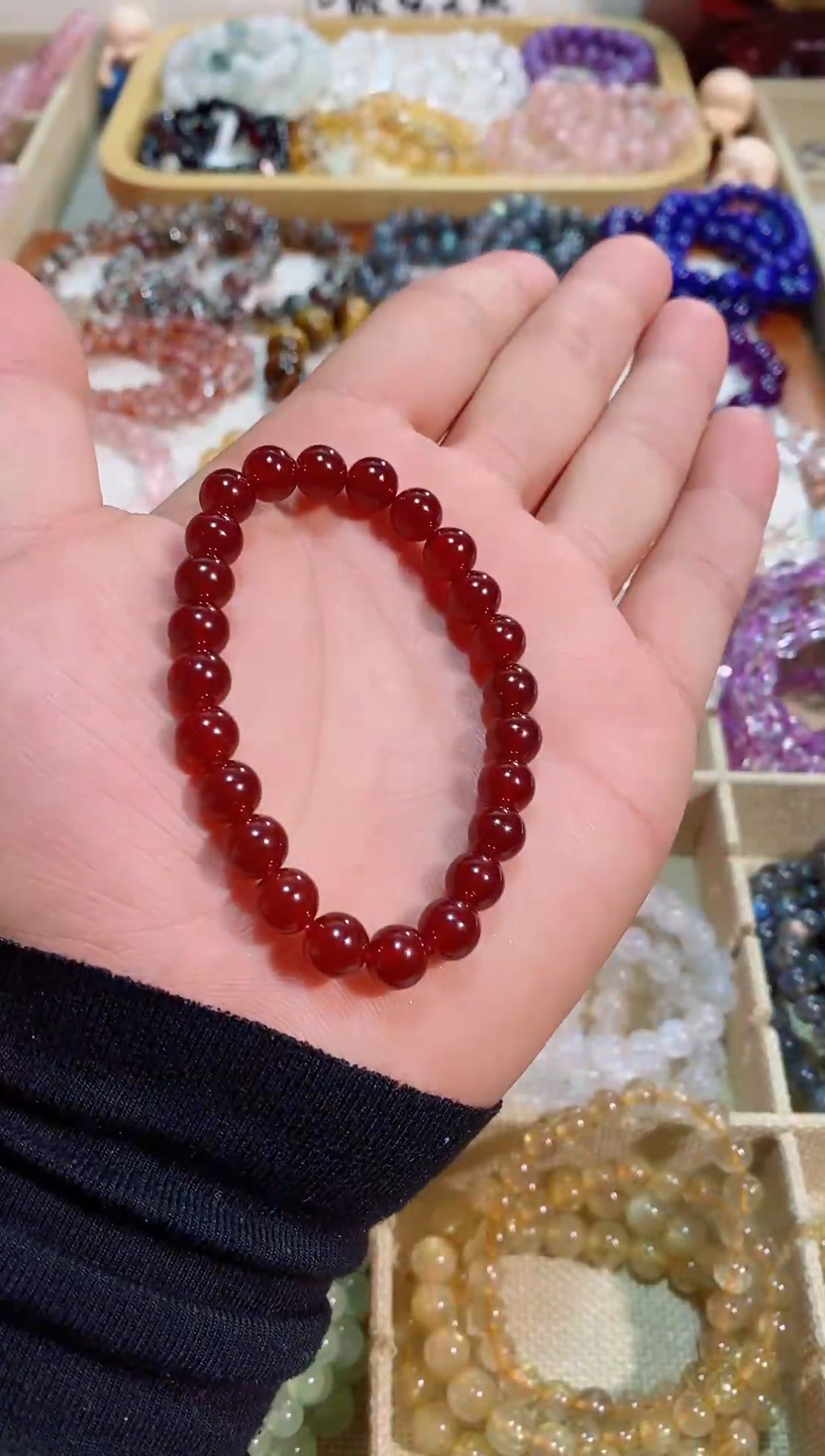 【闪购商品】石榴石手链未镶嵌橘红石榴石8m+ (多样性发其一）