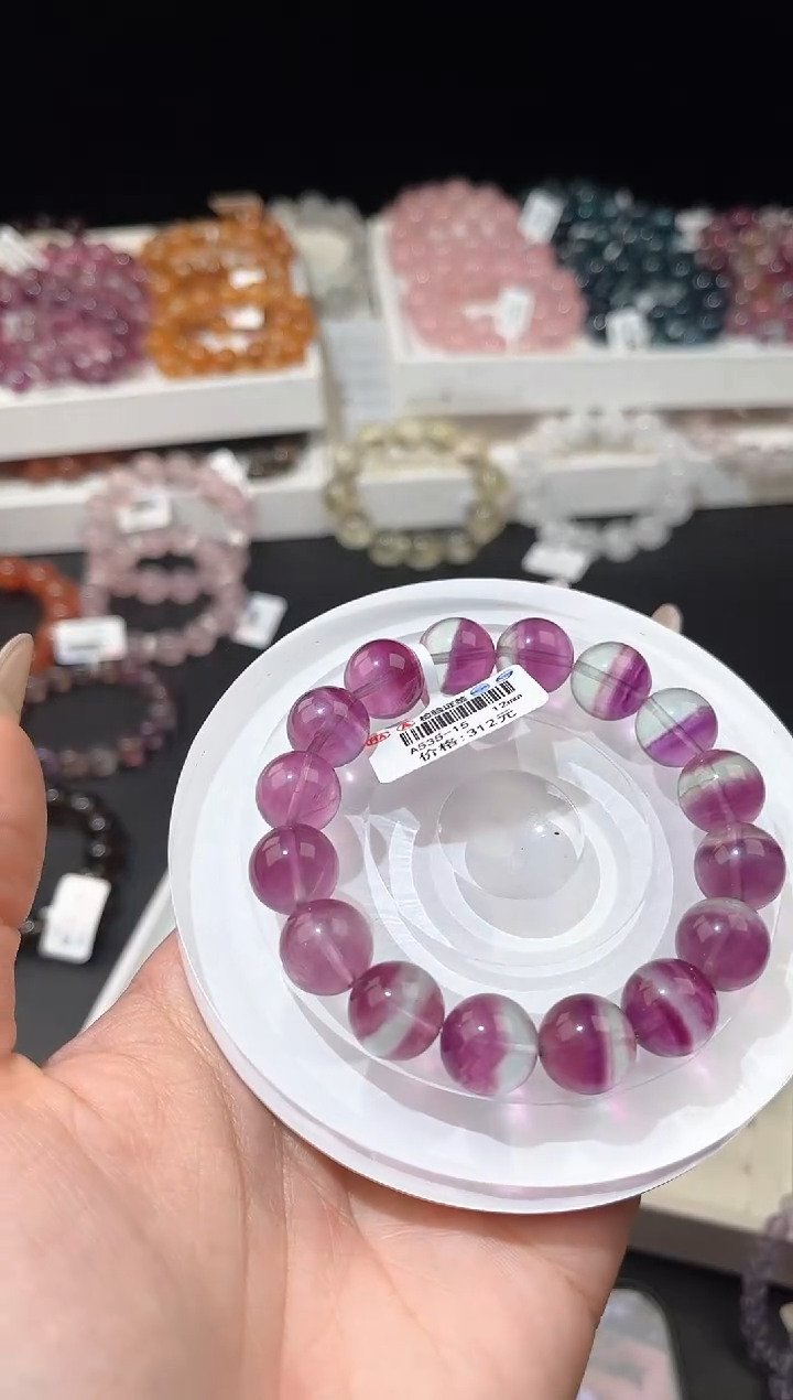 【闪购商品】萤石手链未镶嵌多样性发一紫萤石12mm