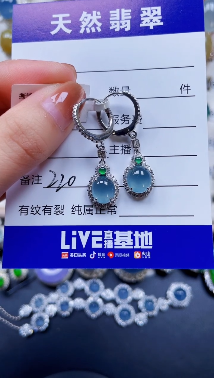银S925镶嵌翡翠耳饰220