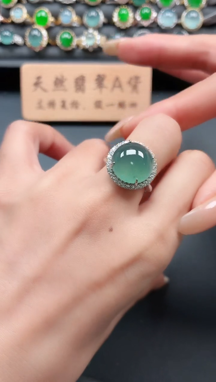 银S925镶嵌戒指翡翠111