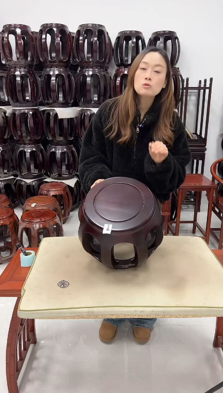 花梨木类家具微瑕酸枝木小号酸枝色鼓凳 不退不换 9号