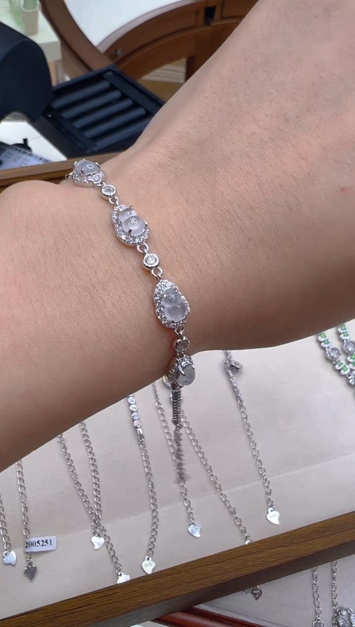 银S925镶嵌手链翡翠多样性团购发一件